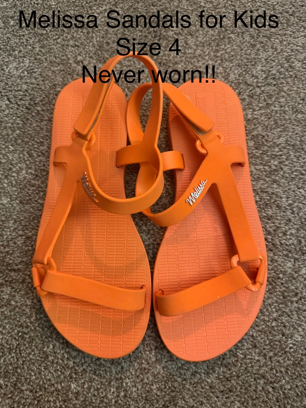 Melissa Orange Jelly Kids Sandals with Back Strap Sz 4 BRAND NEW